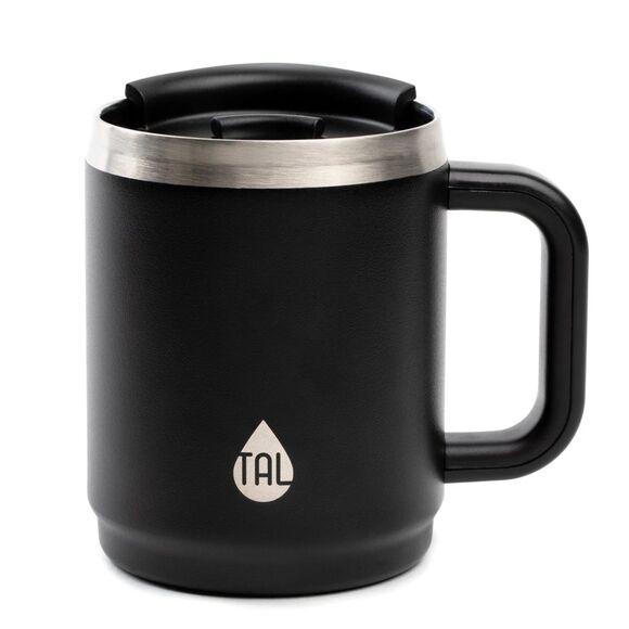 TAL Stainless Steel Boulder Coffee Mug 14oz Black Sliding Splash-Proof Lid NEW - Picture 1 of 4